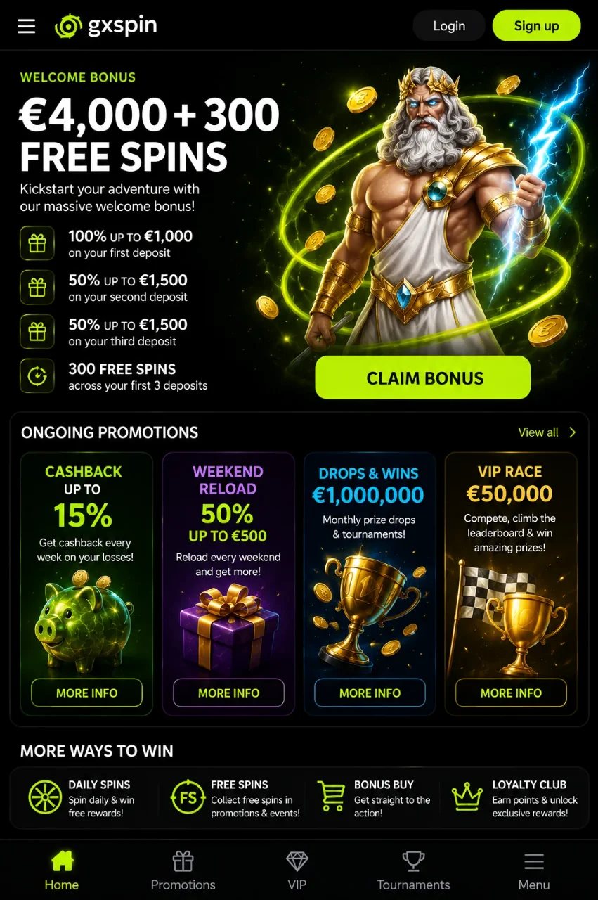 GxSpin Casino Bonus — Welkomstpakket en Promoties